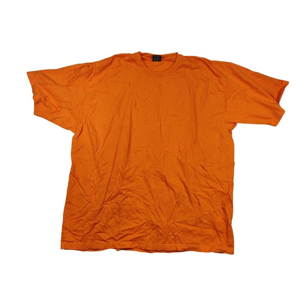 Duli Shirt Mens 2XL Orange Short Sleeve Crew Neck Cotton Solid Tee Casual